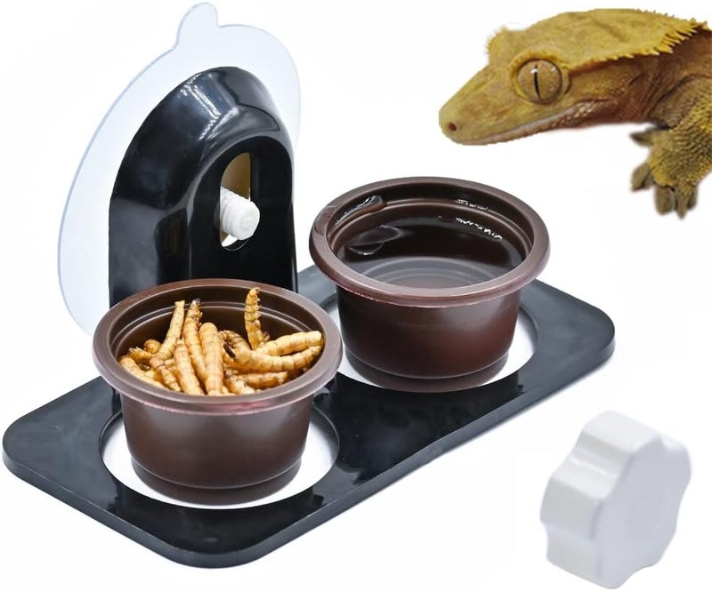 MRTIOO 100 Cups + Feeding Ledge Enhanced, Reptile Amphibian Food Bowls and Water Dish, for Crested Gecko Lizard Or Other Small Pet Feeder Ledge Accessories Supplies, with Sustainable Cups - Image 2